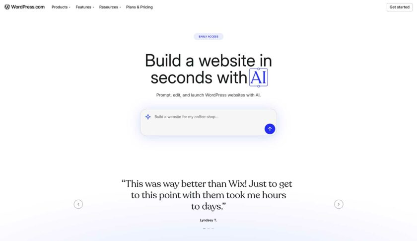WordPress.com 推出 AI 驱动的网站构建器